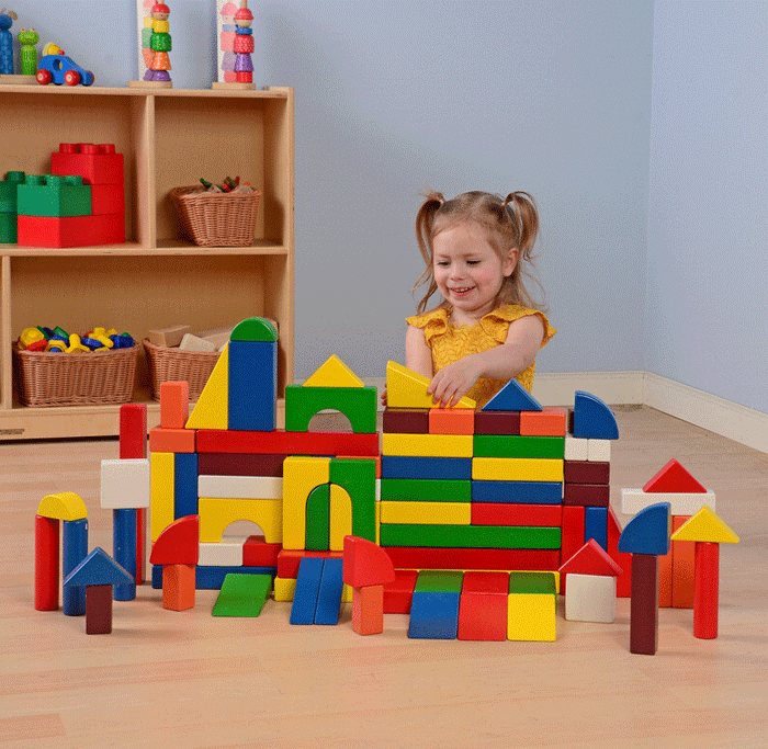 Multi-Colored Hardwood Unit Blocks | 82-Piece Set for Toddlers ...
