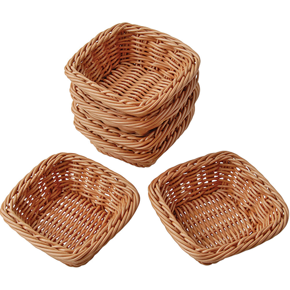 Square Plastic Woven Baskets | Set of 6 Durable, Dishwasher-Safe Storage Baskets MTC-88