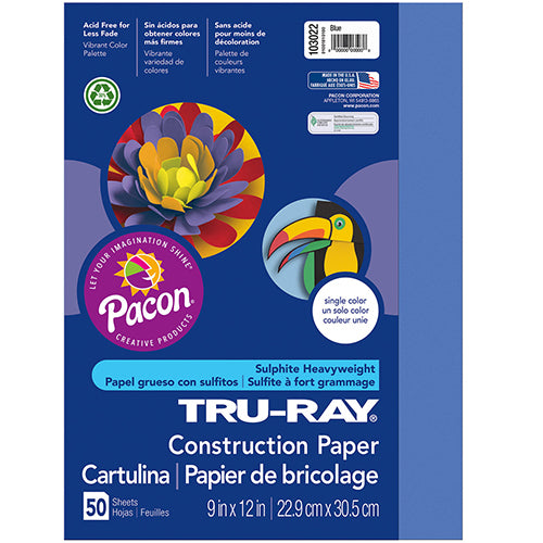 Tru-Ray® Construction Paper, Blue, 9" x 12" - 50 Sheets