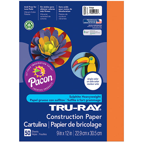 Tru-Ray® Construction Paper, Orange, 9" x 12" - 50 Sheets