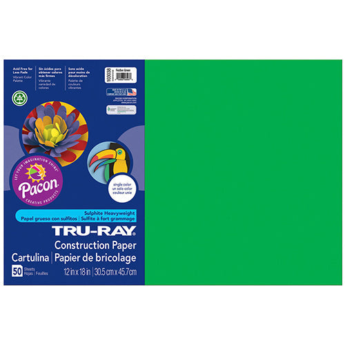 Tru-Ray® Construction Paper, Festive Green, 12" x 18" - 50 Sheets