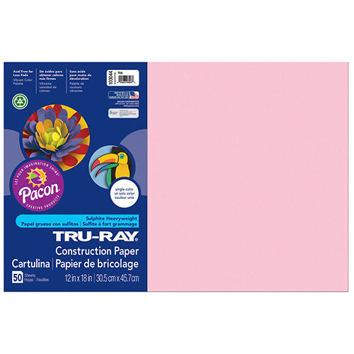 Tru-Ray® Construction Paper, Pink, 12" x 18" - 50 Sheets