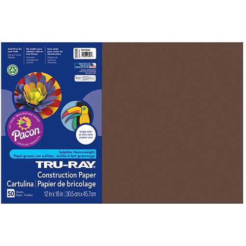 Tru-Ray® Construction Paper, Dark Brown, 12" x 18" - 50 Sheets