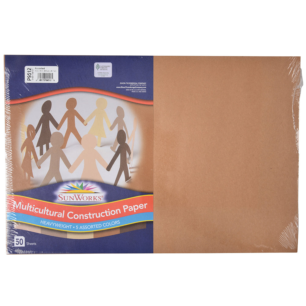 Sunworks® Multi-Cultural Skin-Tone Construction Paper