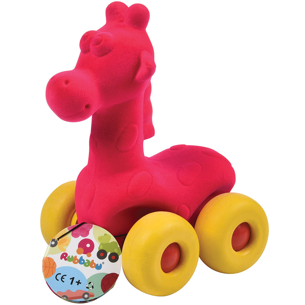 Rubbabu&reg; Giraffe on Wheels, Pink