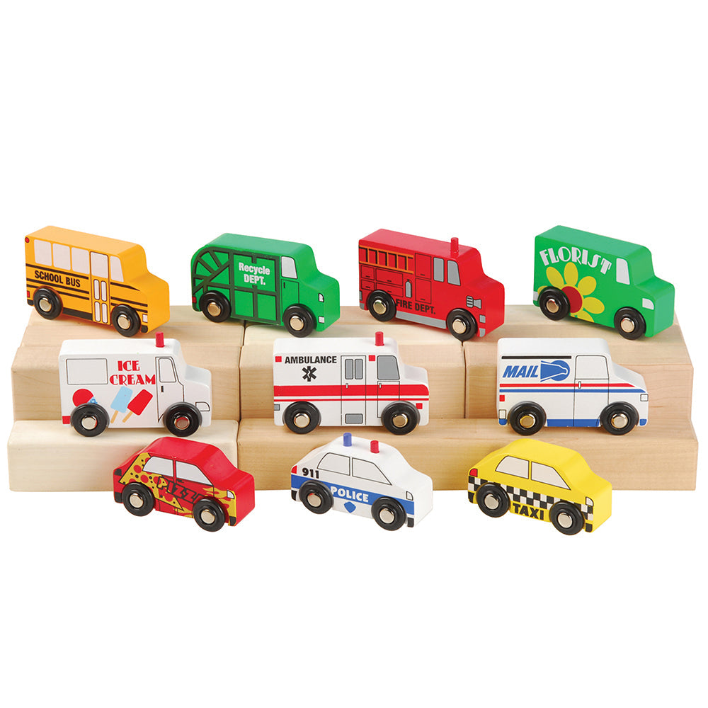 Wooden Community Vehicles (Set of 10)