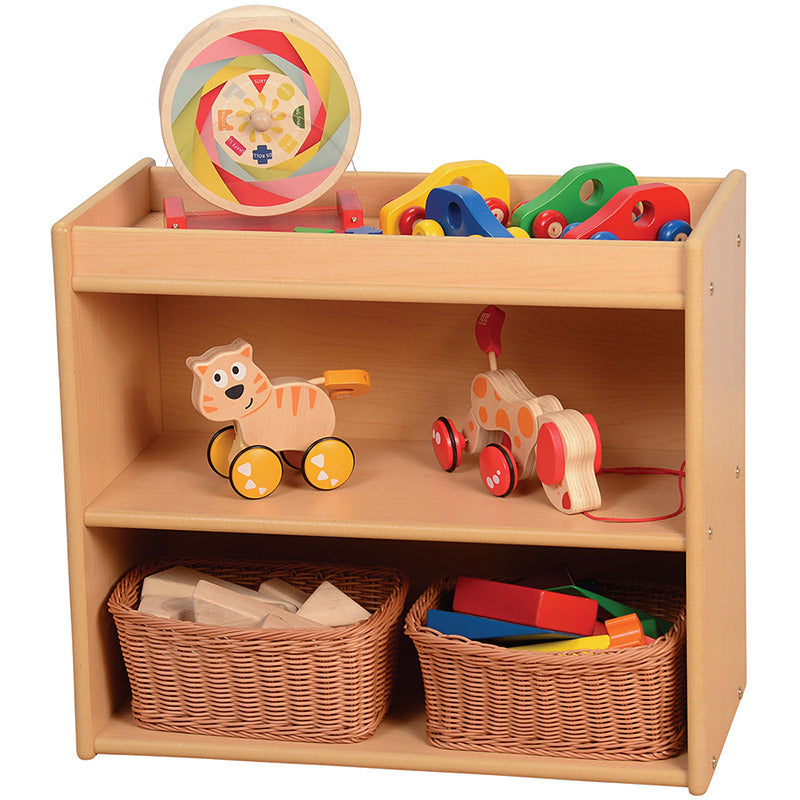 Toddler Two-Shelf Storage | Low Birch Wood Shelves for Toy Organization & Suppor CP-801