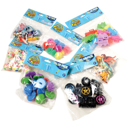 84-Piece Prize Refill Pack for Carnival Crane Game in Packaging