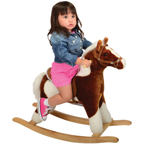 Toddler Riding Plush Pinto Rocking Horse