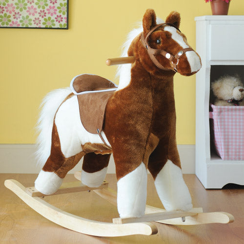 Interactive Plush Pinto Rocking Horse with Sound