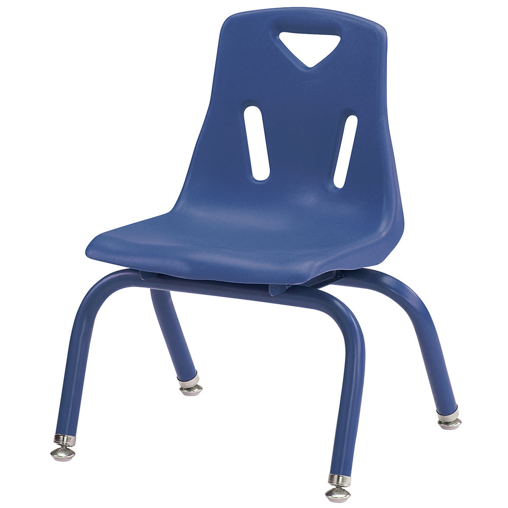 Blue 10" Stacking Chair with Powder-Coated Legs