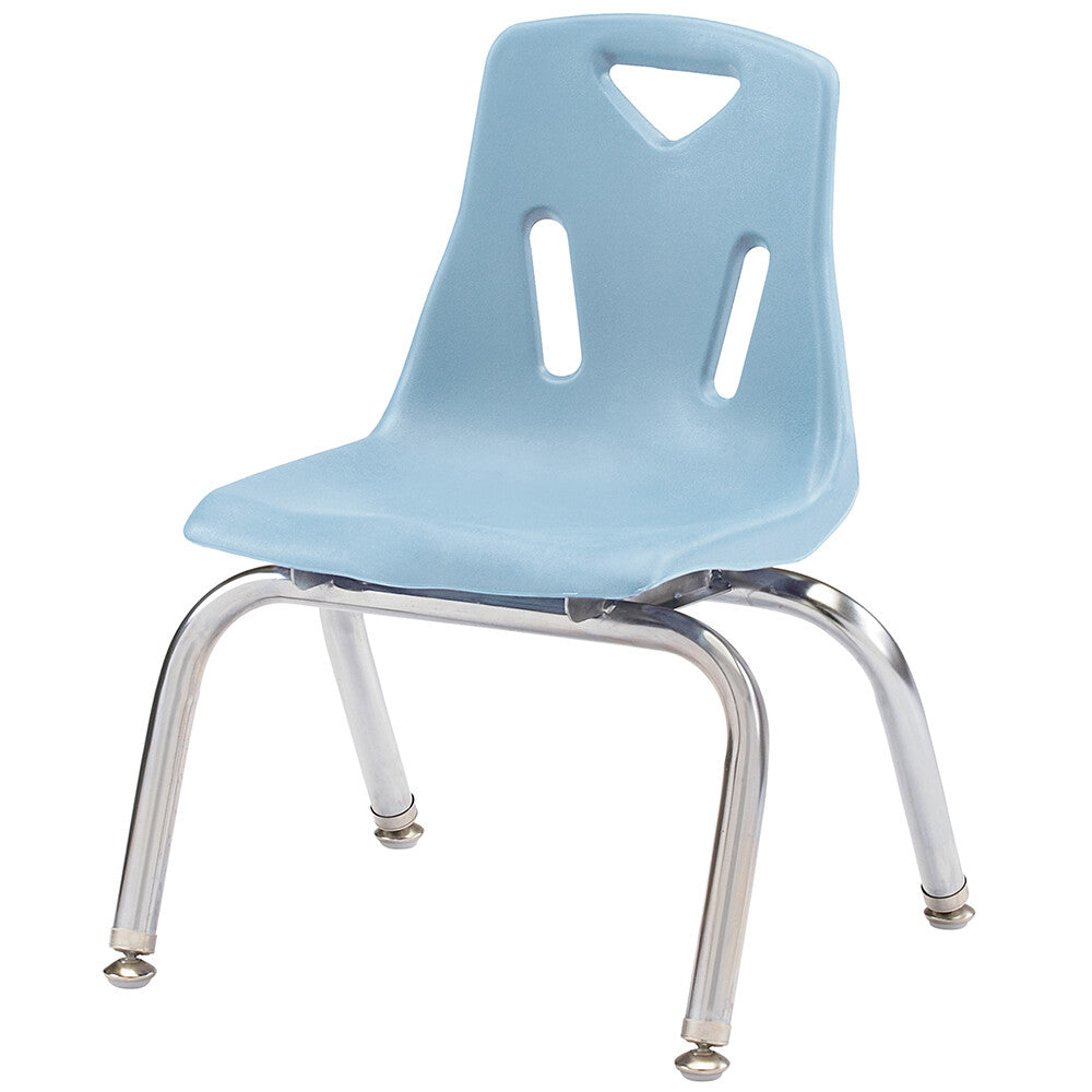 Coastal Blue 10" Stacking Chair with Chrome Legs JON-10CB