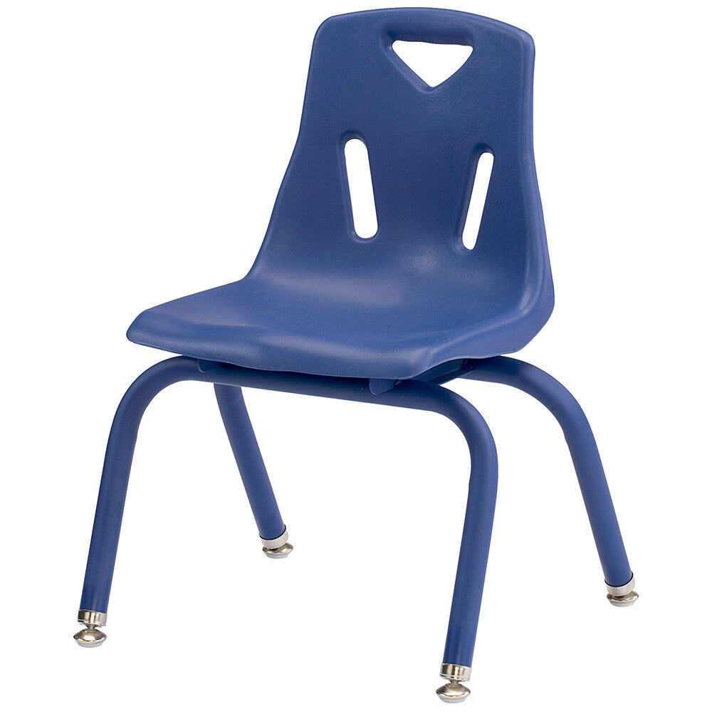 Blue 12" Stacking Chair with Powder-Coated Legs