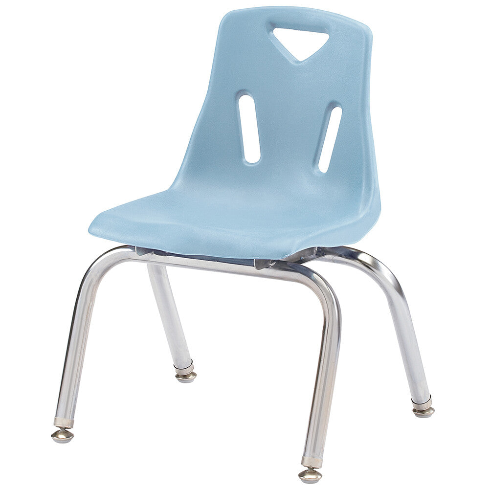 Coastal Blue 12" Stacking Chair with Chrome Legs JON-12CB