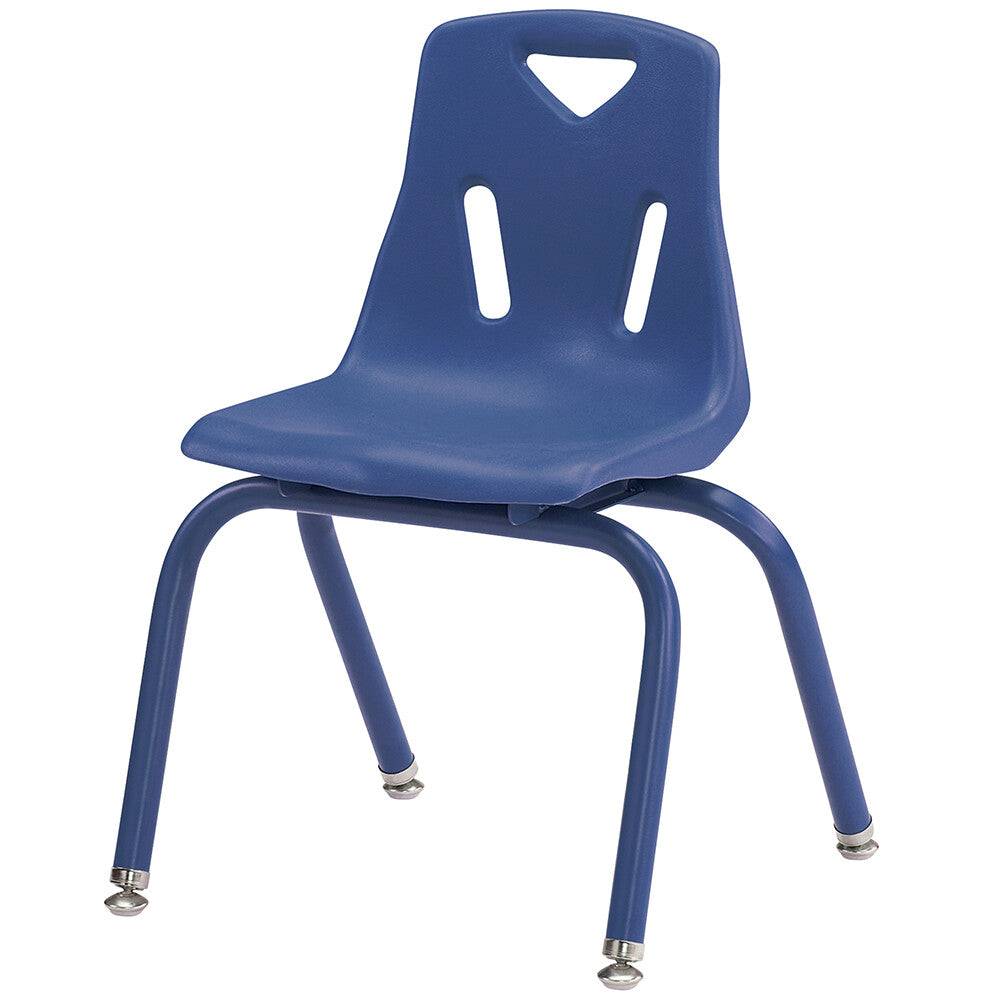 Blue 14" Stacking Chair with Powder-Coated Legs