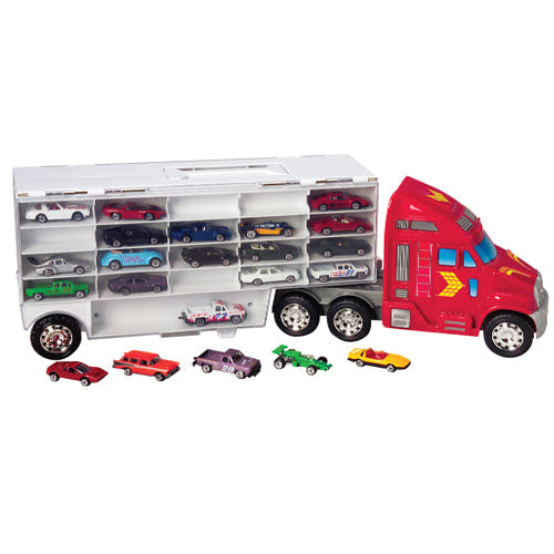 Super-Rig Carrier for 44 Die-Cast Cars | Heavy-Duty 8-Wheel Storage Case with Handle