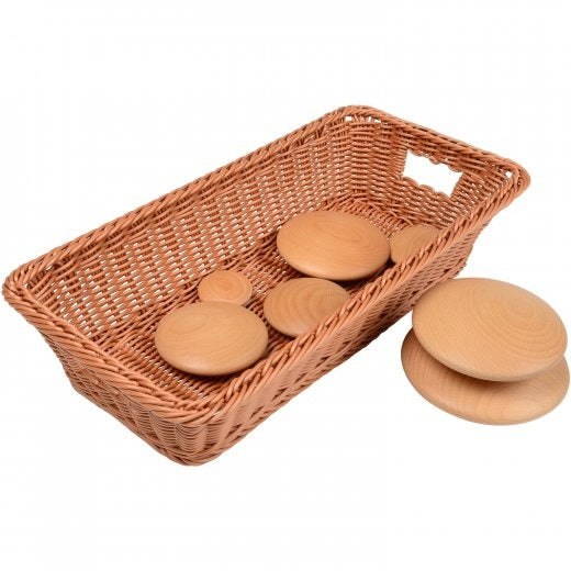 Natural Wooden Buttons w/Basket
