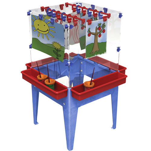 Toddler Indoor/Outdoor 4-Sided Clear Art Easel with Center Drying Rack