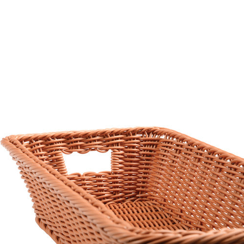 Low Rectangular Plastic Woven Basket w/ Handles