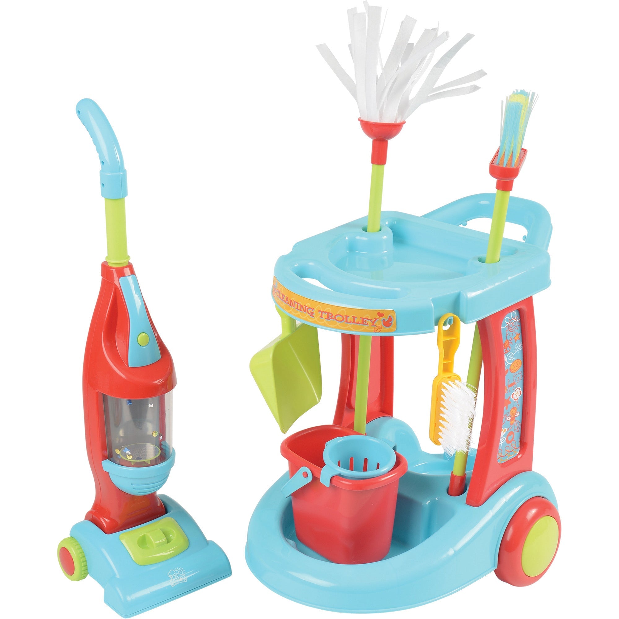 Little Helper Cleaning Set | Rolling Cleaning Cart for Kids | Broom, Mop, Dust P PGL-80