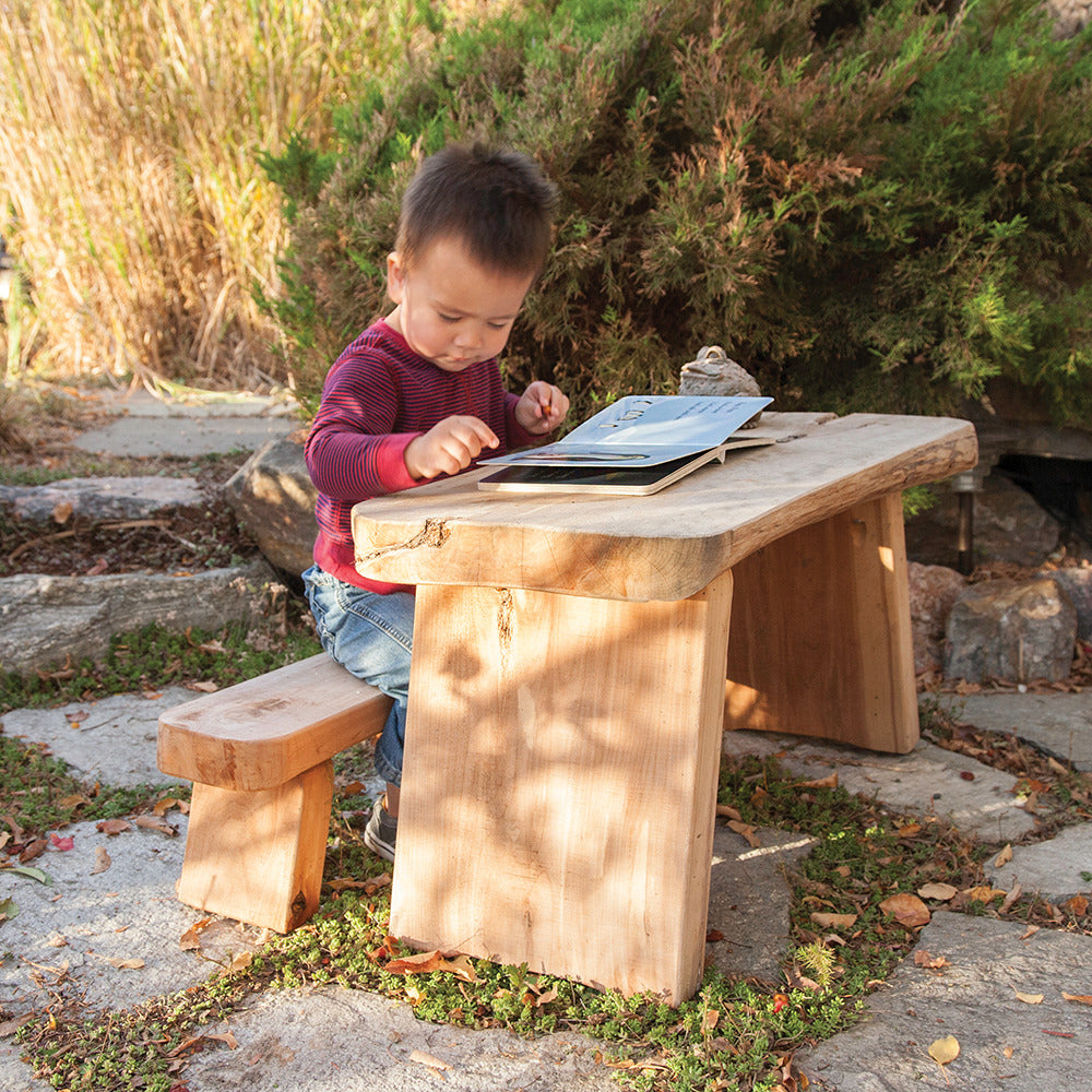 Children's Outdoor Small Wooden Bench Seat - Natural Finish