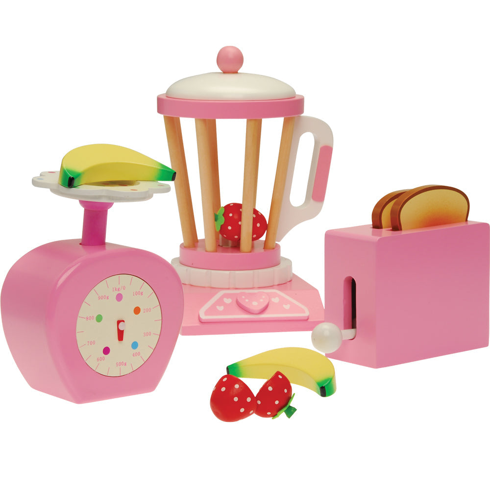 Wooden Kitchen Accessories Set | 13-Piece Pretend Play Blender, Toaster & Scale