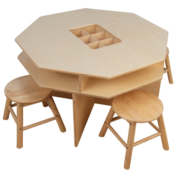 Discovery Table with 4 Classroom Stools for Children's Science Center
