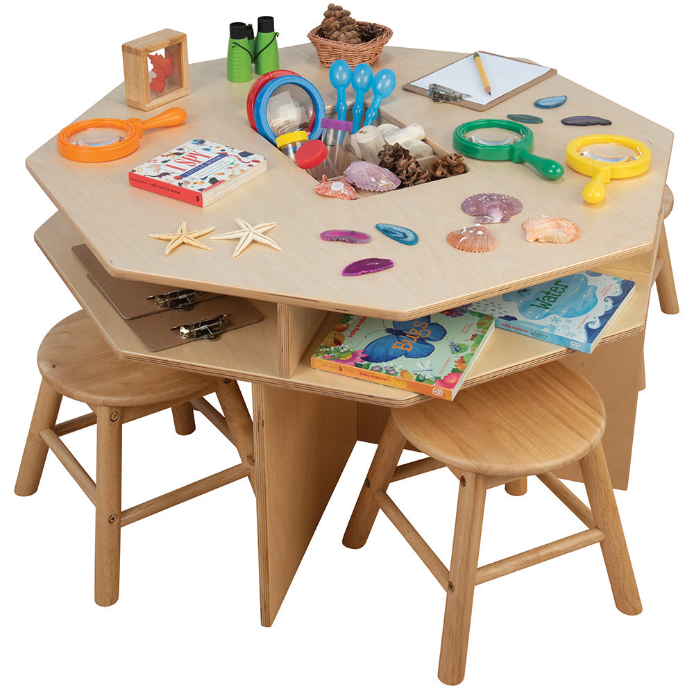 Wooden Discovery Table with 4 Stools