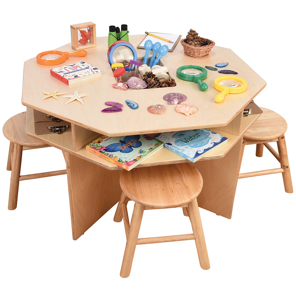 Discovery Table with 4 Classroom Stools for Children's Science Center CPX-1202
