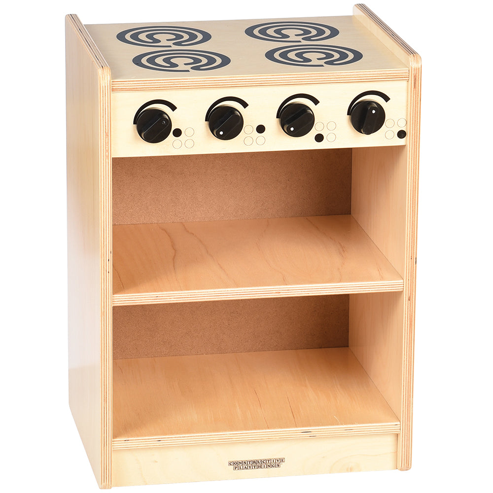 Safe-Play Eco-Friendly Wooden Toddler Kitchen Stove | Realistic Pretend Play Set WB-25
