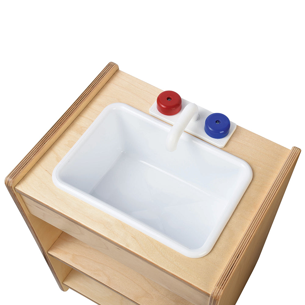 Safe Play Eco Friendly Wooden Toddler Kitchen Sink Realistic Pretend Play Set for Kids