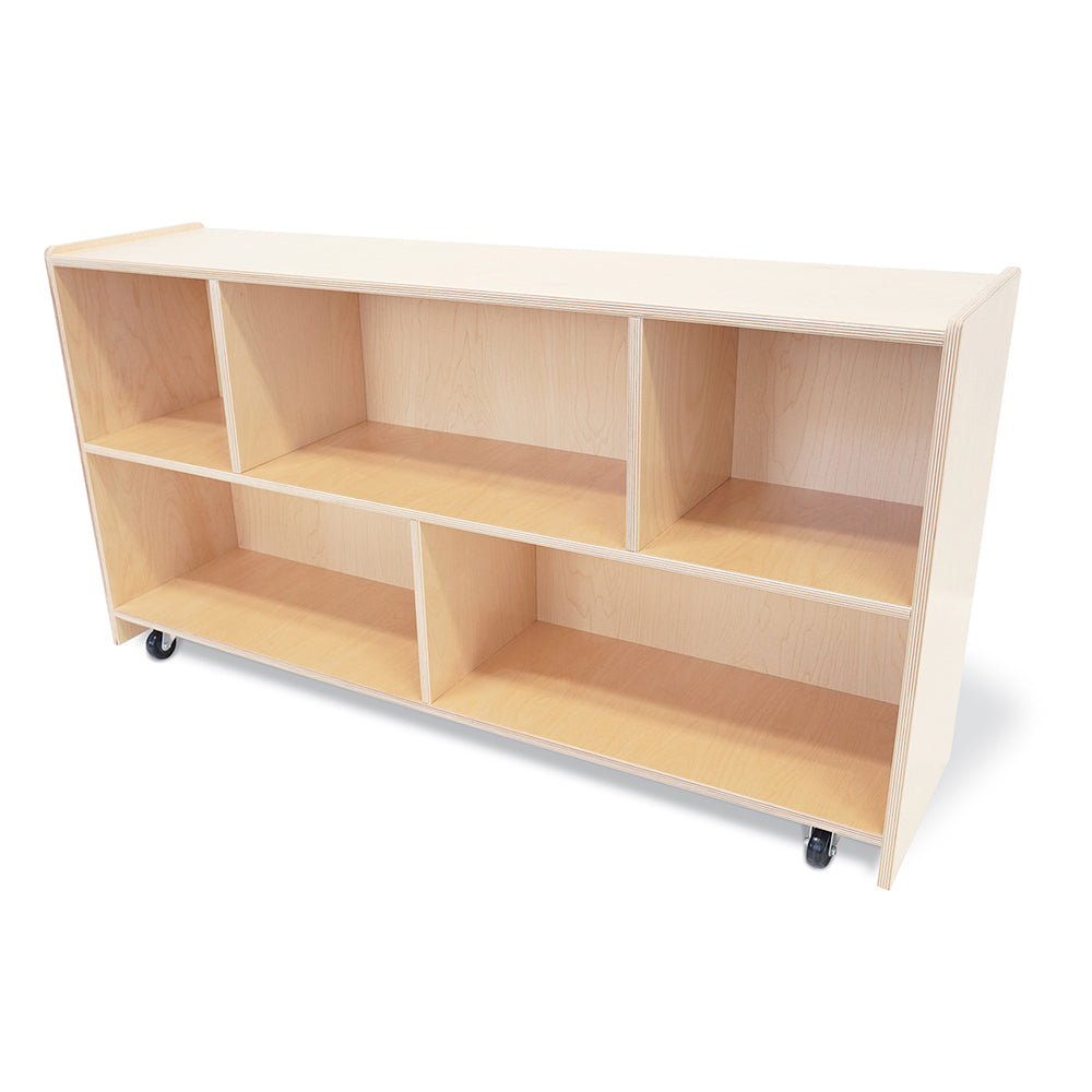 Straight Birch Classroom Storage Unit with 5 Compartments & Casters | 24" H Sect WB-653