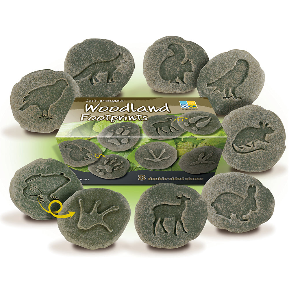 Yellow Door® Let's Investigate Woodland Footprints Double-Sided Animal Stones - 8 PC